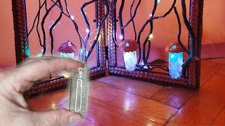 Diy Lamp Wiith Miniature Bottle Fairy Houses In The Forest