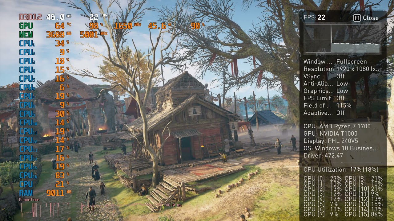 Assassin's Creed Valhalla in 2021 on Nvidia Quadro T1000 _ (Windows 10), D3D12