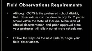 Field Observations Orientation
