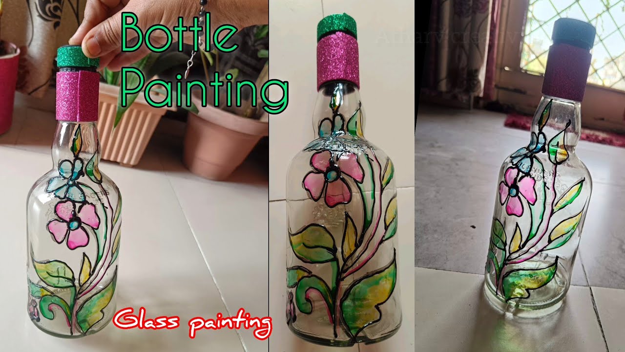 Best Out of Waste: Bottle Glass Painting | DIY Craft - YouTube