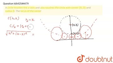 A circle touchesthe x-axis and also touches the circle with center (0, 3) and radius 2. The loc...