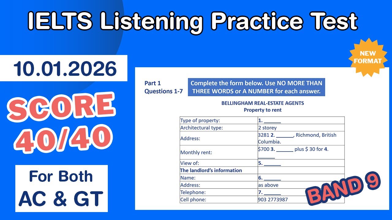 IELTS Listening Practice Test 2025 With Answers 10.01.2026 - Test 