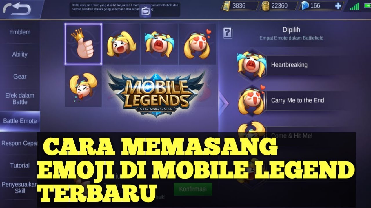 CARA MEMASANG EMOJI DI MOBILE LEGEND TERBARU YouTube