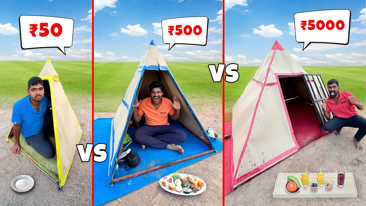 Overnight Survival Challenge in Different Triangle Houses Low to High Budget🔥🔥 Telugu Experiments