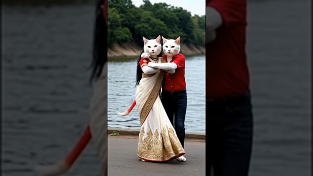 💞 A Magical Cat Dance That Will Melt Your Heart 💖 | Fluffy Cat Couple by the Lake 🌊 