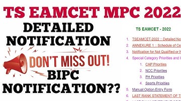TSEAMCET-2022 Detailed Notification | ts eamcet counselling dates 2022