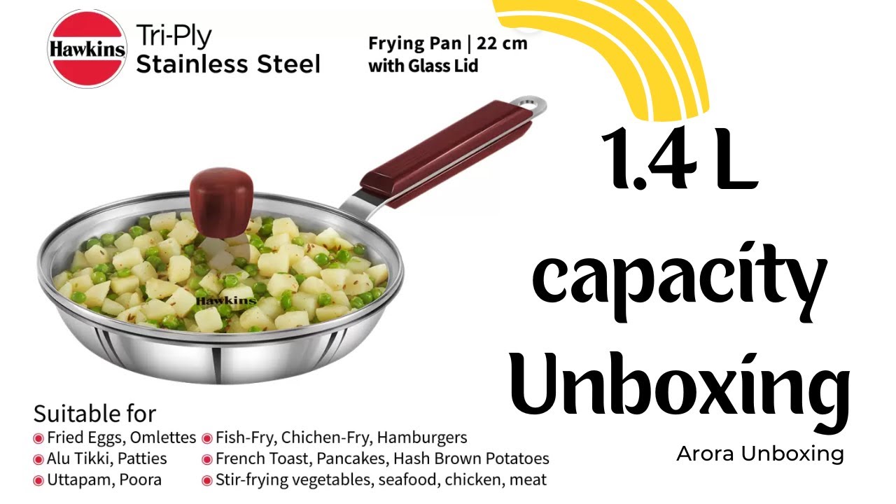 Hawkins Triply Stainless Steel Frying Pan with Glass Lid