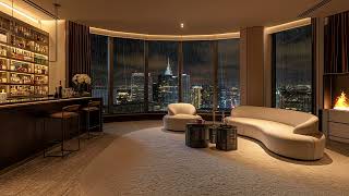 Cityscape Jazz Harmony - Unwind in Your Luxury Apartment with Gentle Rainy and Jazz Melodies 🌆🎶🎹