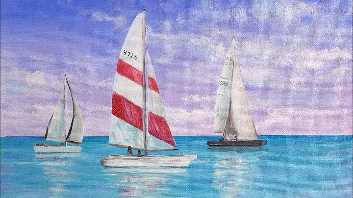 Summer Sailboats Ocean Seascape Acrylic Painting L...