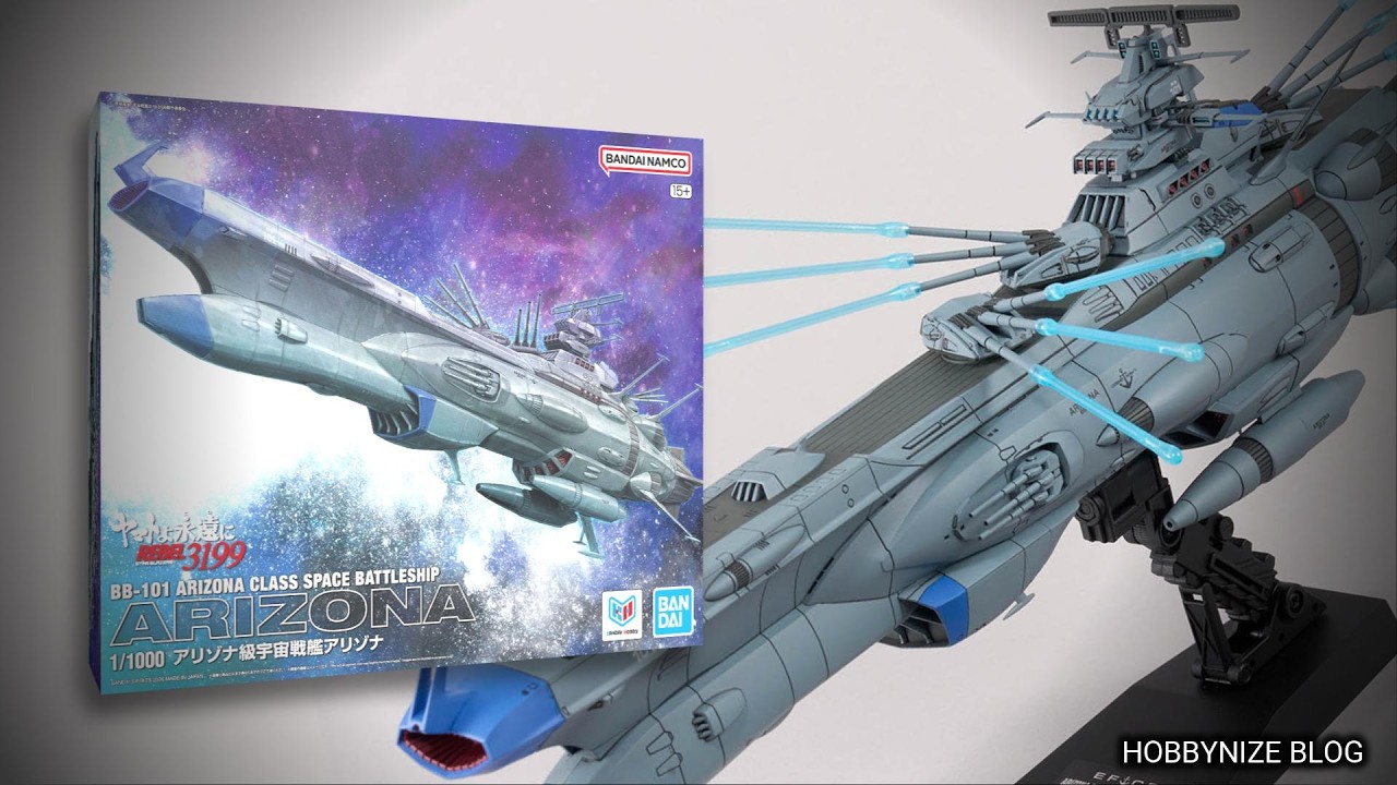 BB-101 Arizona Class Space Battleship Arizona model kit - side profile and effect parts display