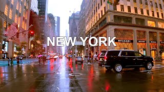 🌧 New York City, Rain And Wind Storm🗽 Walking Tour In 4K