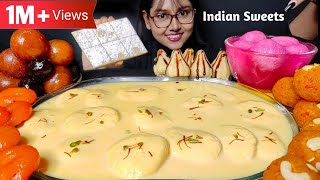 Eating Rasmalai, Gulab Jamun, Laddu, Jalebi, Modak | Indian Sweets Asmr | Big Bites | Mukbang