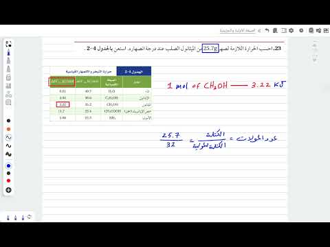 احسب الحرارة اللازمة لصهر 25 7  من الميثانول الصلب عند درجة انصهاره استعن الجداول بالجدول 2 4