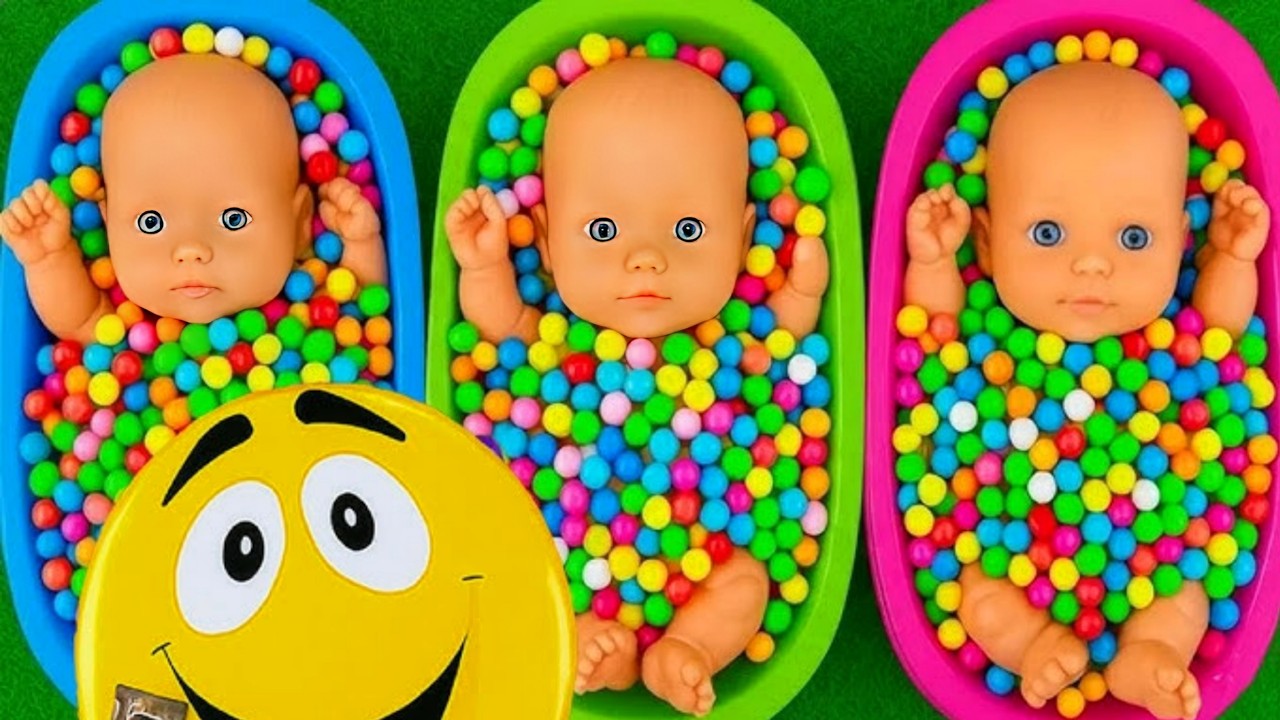 4 Minutes Satisfying with Full of 3 Rainbow BathTubs Candy with M&M's & Magic Slime Cutting Video 11