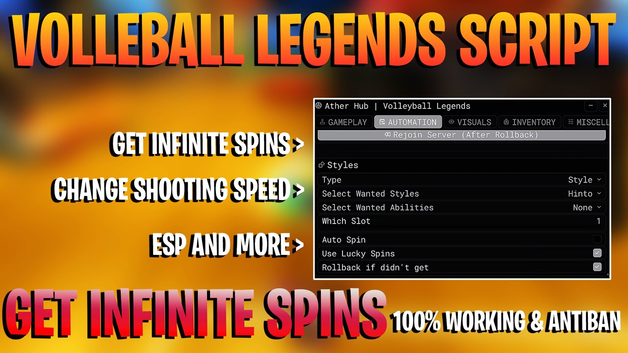 Roblox Volleyball Legends Script | GET INFINITE SPINS & AUTO ROLL BACK ...