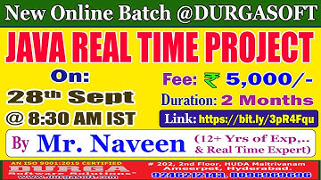 JAVA REAL TIME PROJECT Online Training @ DURGASOFT