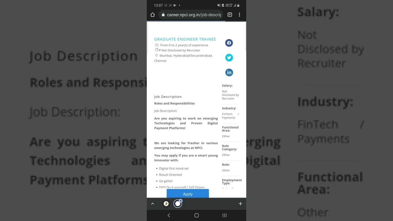NPCI GET 2022 Recruitment | BE/Btech Freshers | All branch