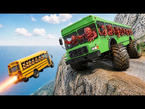 ROCKET SCHOOL BUS vs FULL LOADED ZOMBIE BUS! 🚀😱 | BeamNG.drive #27