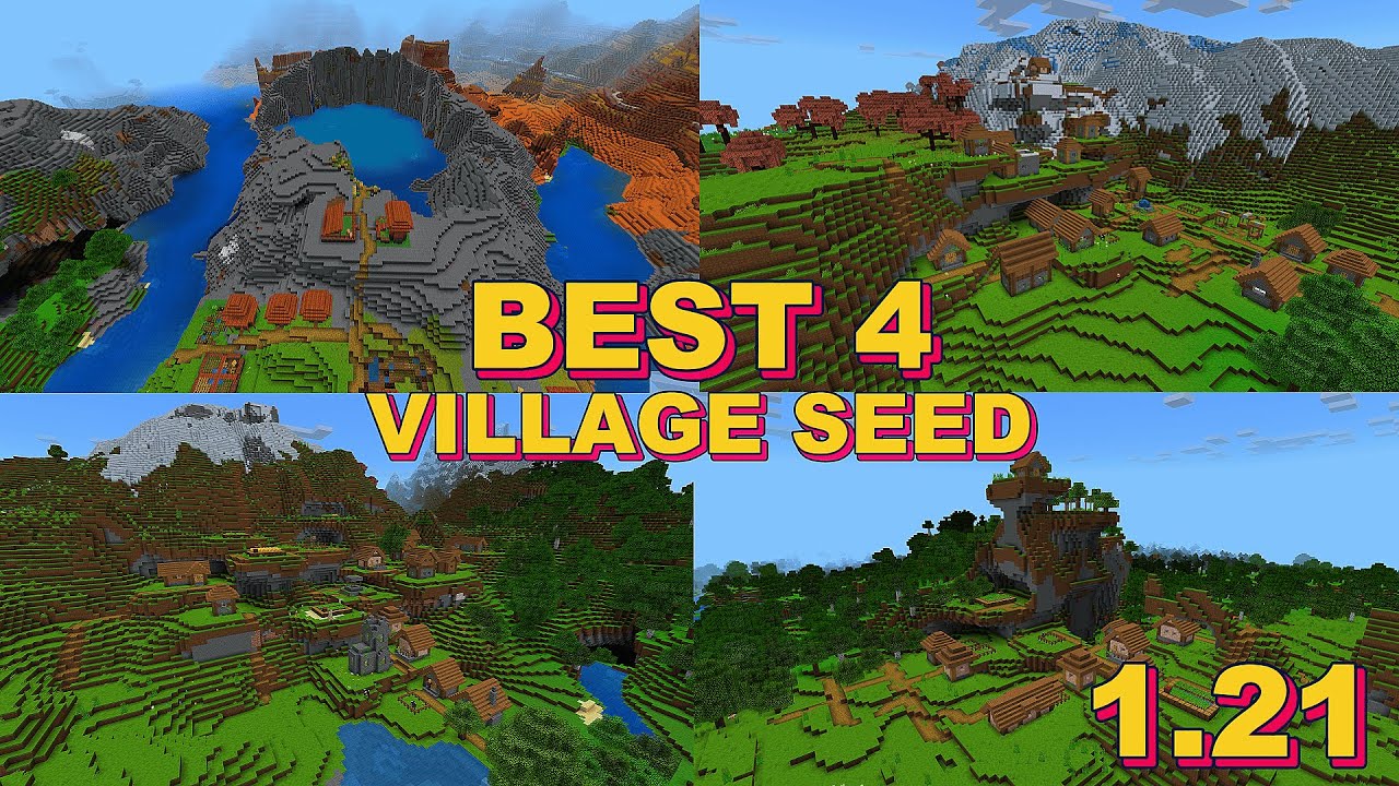 BEST 4 VILLAGE SEED BEDROCK / PE [MINECRAFT 1.21] - YouTube