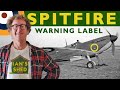 Spitfire warning label  ians shed of ww2 aviation delights