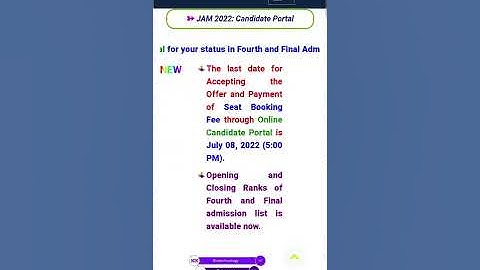IIT JAM 2022 4th List Release For Admission Il #iitjam#iitjam2022#iitjamchemistry