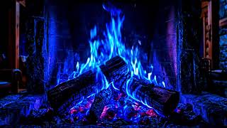 🌌 Blue Fire Fireplace in Dark Room | Peaceful Crackling Flames for Stress Relief & Relaxation