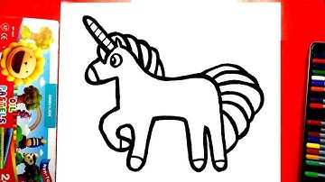 Standing Magic Unicorn | Unicorn with Rainbow Drawing | Drawing a Unicorn
