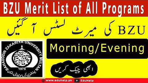 BZU Final Merit List 2024 Undergraduate Selected Candidates