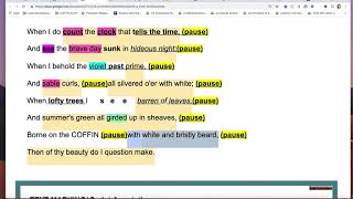 Annotating a Shakespeare Sonnet Rehearsal Prep