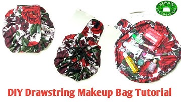 DIY Round Drawstring Makeup Bag Tutorial/Cosmetics Bag Making At Home #makeupbag #cosmeticbag #hema