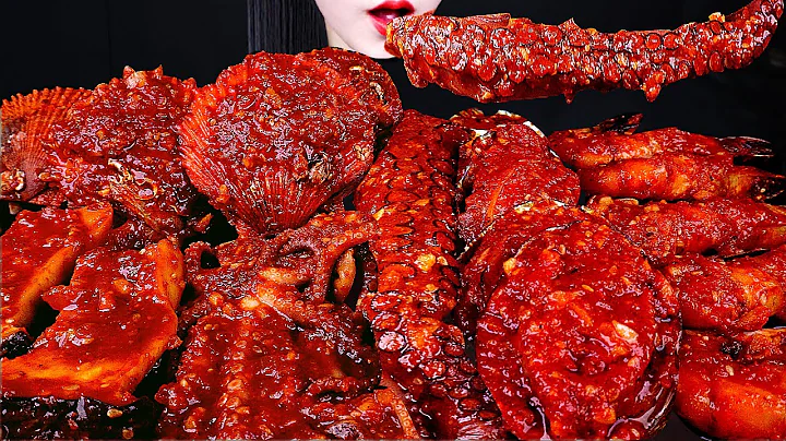 ASMR SPICY SEAFOOD, 해물찜 먹방, SPICY ENOKI MUSHROOM, 버섯 먹방, 문어, OCTOPUS, SHRIMP, 전복, 낙지, 가리비 먹방MUKBANG