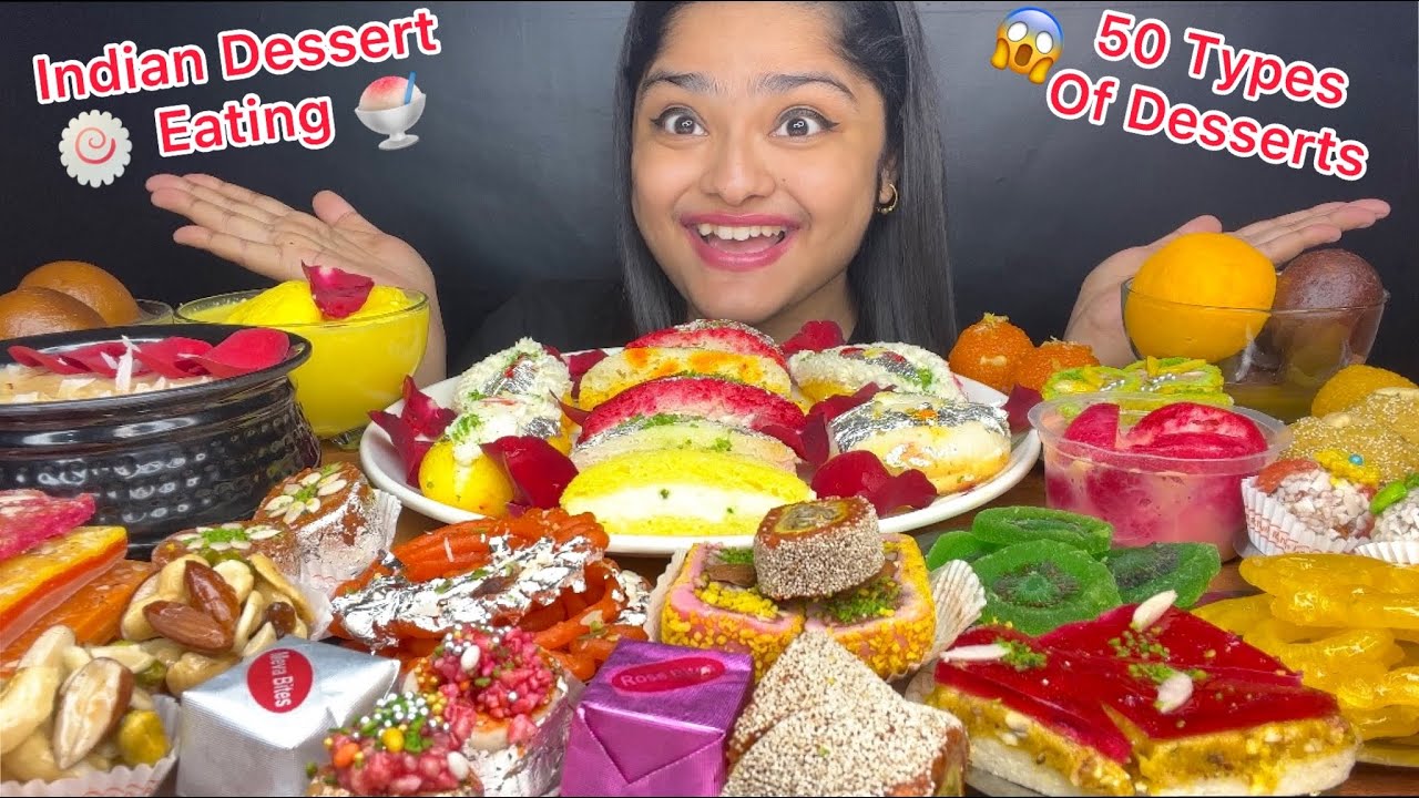 50 TYPES OF DIFFERENT INDIAN DESSERTS EATING CHALLENGE 🍧🤤 INDIAN SWEETS EATING CHALLENGE | MUKBANG