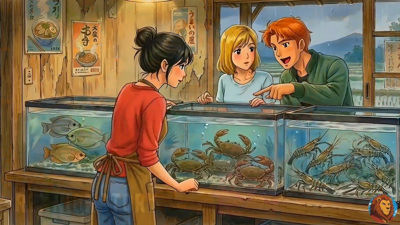 ASMR | In the rainy season, Eat Food In Restaurant Beside a River | Ghibli ASMR | Ghibli Style Video