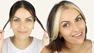 How To BLEACH Brunette Bangs At Home (Blonde Money Piece Color Block Tutorial)