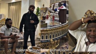 Phyno celebrating his 2024 Mercedes Maybach with Flavour and Cubana Chief priest