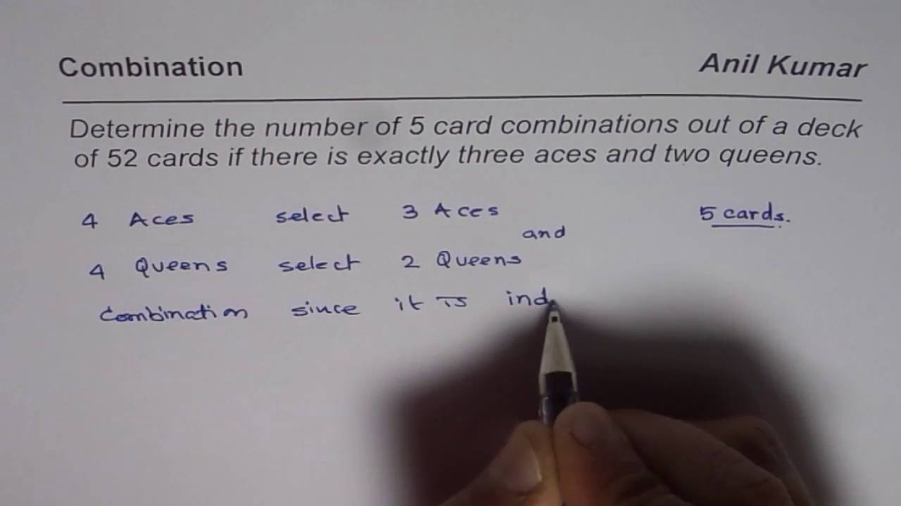 Combination For Three Aces And Two Queens From Deck Of 52 Cards YouTube Combination For Three Aces And Two Queens From Deck Of 52 Cards YouTube