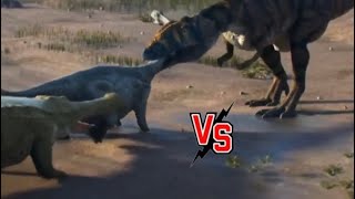 Sarcosuchus Vs Carcharodontosaurus | NOVA: Bigger Than T-Rex (2014)
