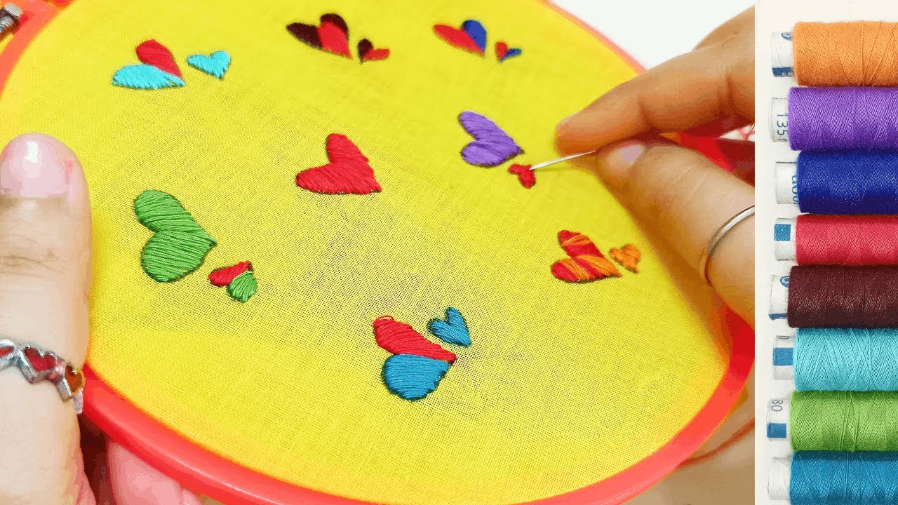 Watch me embroider these very pretty hearts | Valentine's Day Special Embroidery |