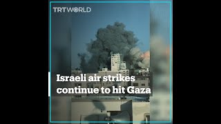 A multi-storey building destroyed by Israeli air strikes