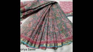 kota Doria cotton block printed Sarees with Zary border(9160538899)