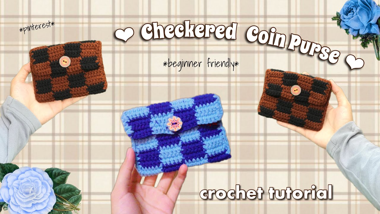 tutorial* crochet CHECKERED Coin Purse // beginner friendly, Pinterest  inspired, crochet trend 2022 