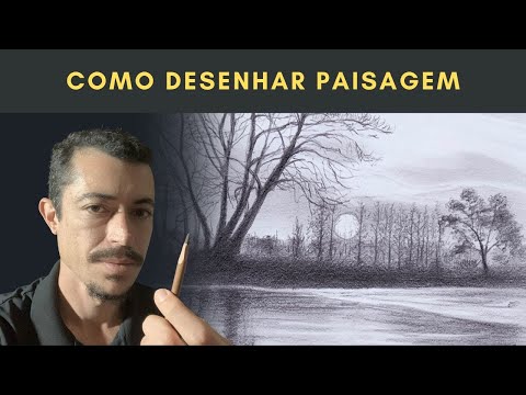 Como Desenhar Paisagem Fácil Passo a Passo | Desenho Pôr do Sol a Lápis Grafite Tutorial Realista