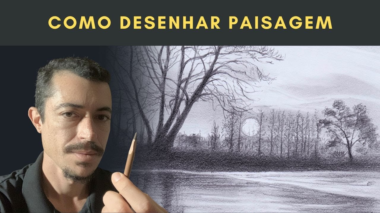 Como Desenhar Paisagem Fácil Passo a Passo | Desenho Pôr do Sol a Lápis Grafite Tutorial Realista