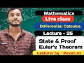 State & Proof Euler's Theorem/ Important questions With Solution by pavan sir