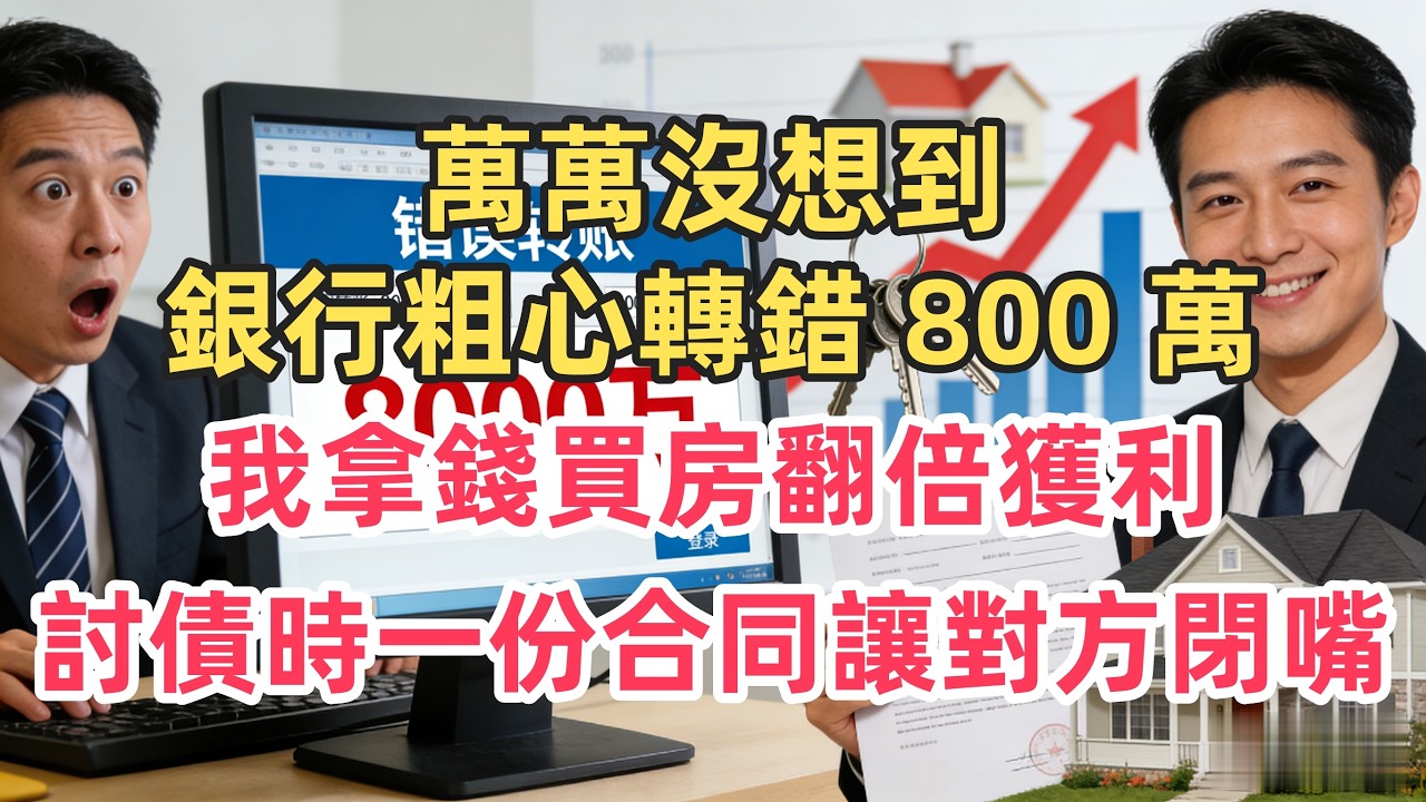 銀行粗心轉錯 800 萬，我拿錢買房翻倍獲利，討債時一份合同讓對方閉嘴！