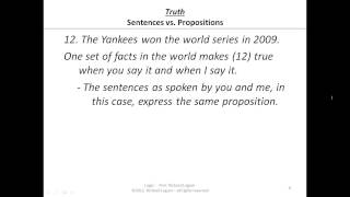 Logic 02-1-08 Truth Belief & Rationality - Sentences & Proposition - a final point