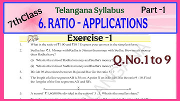 TS, 7thclass, Ratio - Applications, Exercise 6.1 @mathsworldmakessmartintelugu