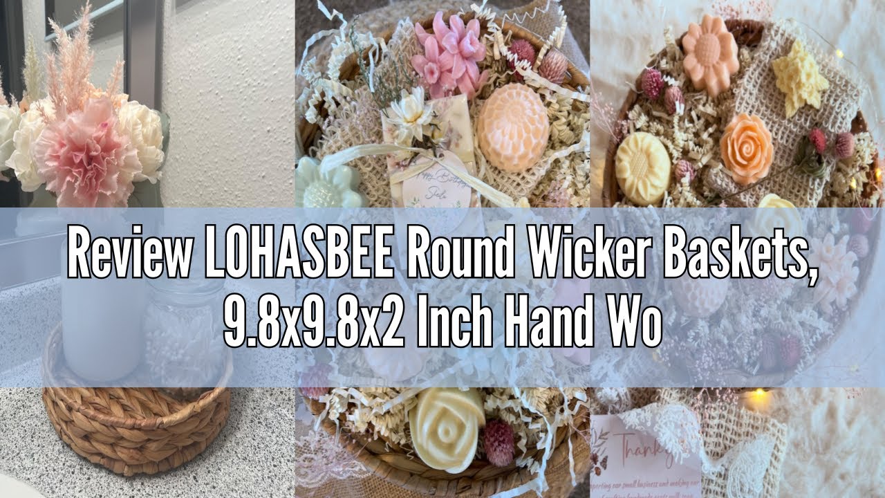 Review LOHASBEE Round Wicker Baskets, 9.8x9.8x2 Inch Hand Woven Tray Storage Baskets Natural Water H