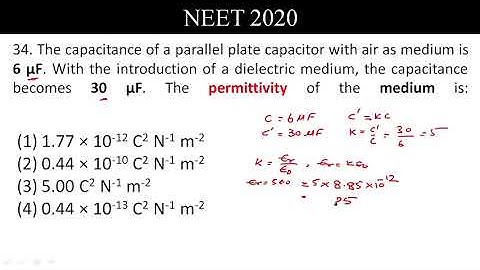 The capacitance of a parallel plate capacitor with air as medium is 6 µF. With the introduction of a