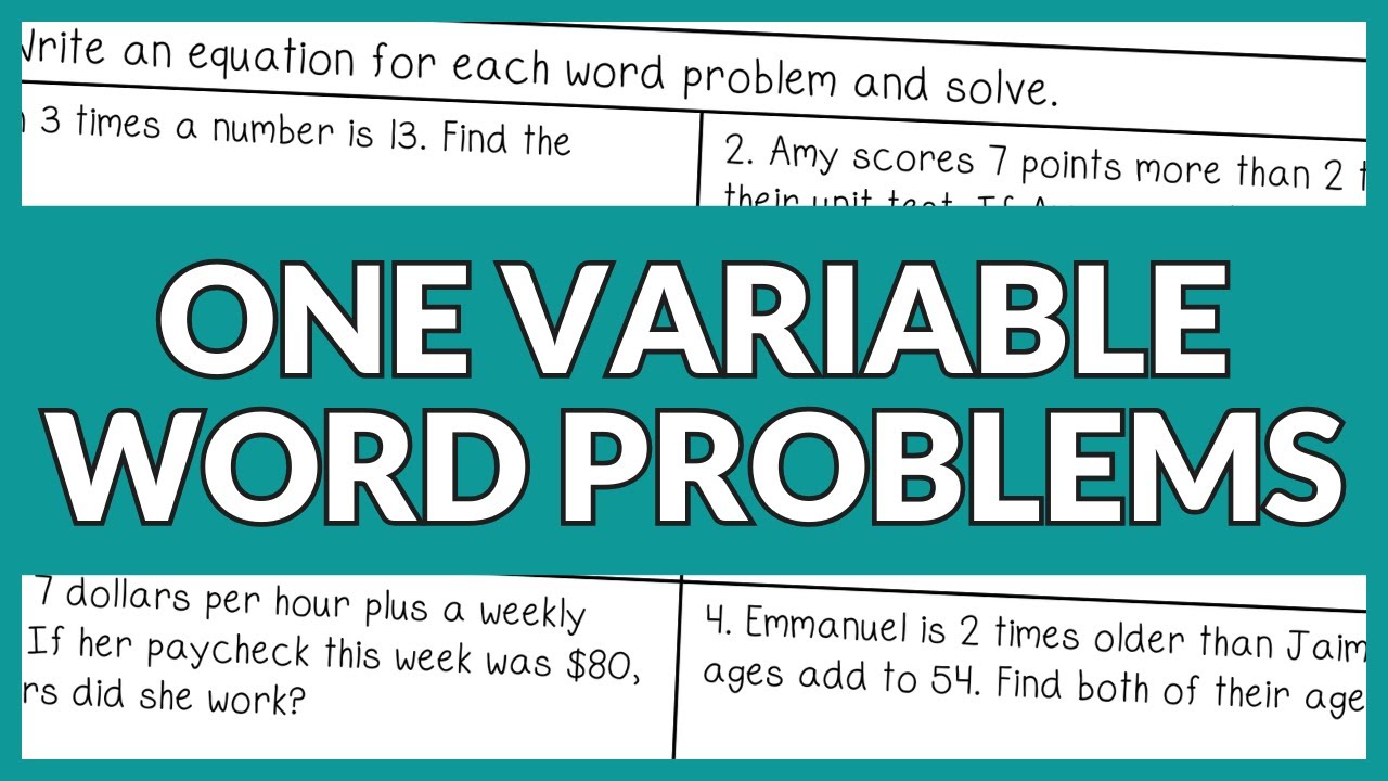 Writing Equations from Word Problems with One Variable Lesson for High ...